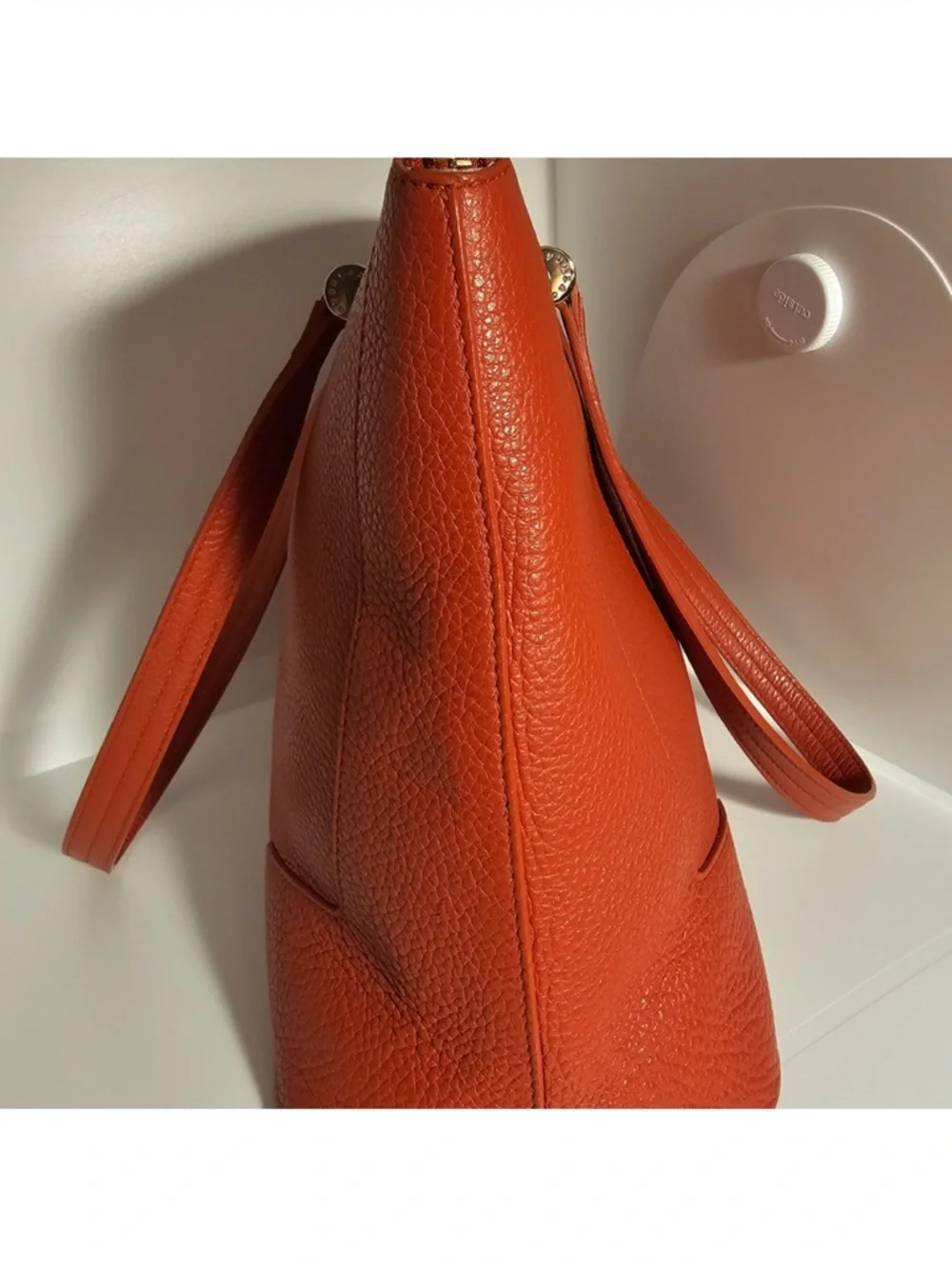 Furla Red/Orange Leather Tote Bag EUC
